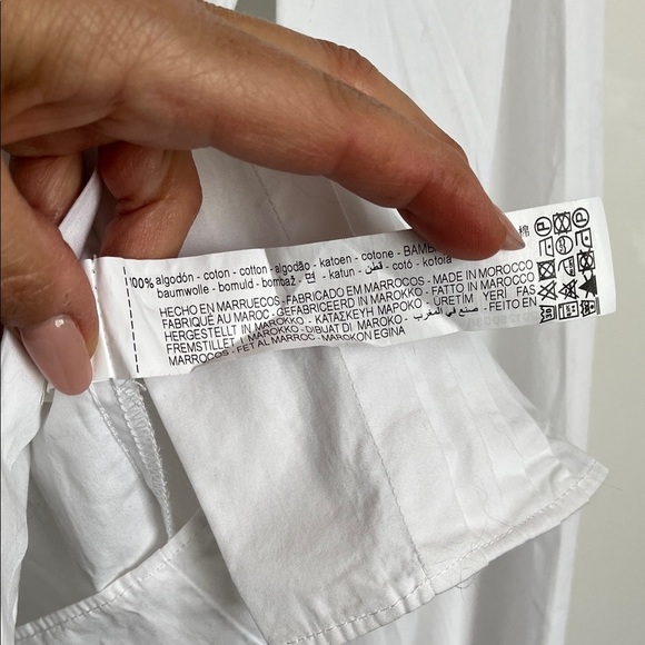 ZARA NWOT White Ruffled Cotton Button Blouse, Size M - Picture 8 of 8